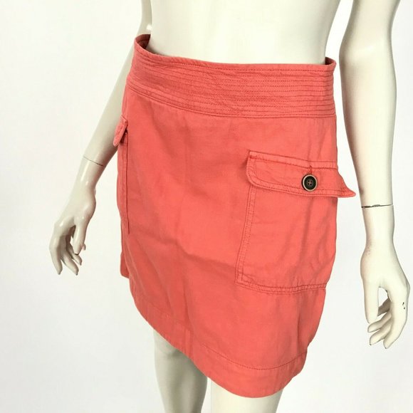 Anthropologie Utility‎ Mini Skirt Cotton Linen Flap - Picture 2 of 8